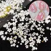 Set Mixto de Decoraciones para Uñas Blancas Tridimensionales de Cinco Pétalos Grandes y Pequeñas, Accesorios de Uñas de Moda, Cuentas de Acero Populares, Perlas y Nuevos Diseños de Flores