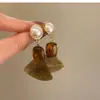 Pendientes de Resina Estilo Maillard Aguja de Plata Retro Lujo Accesible Pendientes Elegantes de Gama Alta Moda de Nicho Pendientes Personalizados para Mujer