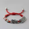 Pulsera Retro de Cinco Emperadores y Pixiu para Hombres y Mujeres, Pulsera Tejida Hecha a Mano, Venta Directa del Fabricante, Cuerda de Mano de Nicho Simple y Lujosa