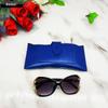 Diseño de Botón Oculto de Calidad, No Fácil de Separar Estuche de Cuero Azul para Gafas, Estuche de Cuero Azul para Gafas