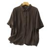 Camisa Feminina Tamanho Grande 2026 Verão Novo Algodão e Linho Vintage Artístico Casual Solta