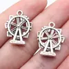 Colgante de Joyería de Plata Antigua 22x17mm 2.7g Colgante de Rueda de Agua Hecho a Mano para DIY