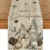Novo produto best-seller transfronteiriço da Amazon: caminho de mesa de linho com um boneco de neve de Natal e uma árvore de Natal, perfeito para criar uma atmosfera festiva de feriado e decorações
