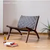 Silla de montar nórdica madera maciza retro sofá individual casa de huéspedes japonesa hotel silla de ocio silla con respaldo tejido de cuerda silla de ratán