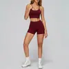 Nuevo Conjunto de Yoga sin Costuras para Mujer de Verano, Secado Rápido, Transpirable, Hermoso Short Deportivo con Tiras en la Espalda para Gimnasio y Running