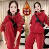 Conjunto de Moletom Casual Esportivo de Inverno de Alta Qualidade para Mulheres, Calça de Pernas Largas Espessa com Veludo, Jaqueta com Capuz Quente, Conjunto de Duas Peças com Blusa e Calça de Lã