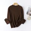 100. Cachemira Sin Costuras de Una Pieza Cuello Redondo Camiseta Básica de Cachemira para Mujer Otoño e Invierno Tejido de Punto Simple Cálido de Manga Larga