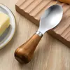Prensa de barro creativa transfronteriza acero inoxidable 430 vertical mango de madera para el hogar cuchillo para mantequilla cuchillo para mantequilla cuchillo para queso juego