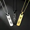 Collar de acero de titanio más vendido transfronterizo con grabado láser de foto de ojo personalizado y colgante largo de acero inoxidable personalizado