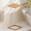 Mesa Lateral de Pie con Estante de Almacenamiento para Apartamentos de Renta, Mesa Pequeña Estrecha, Estante de Almacenamiento para Artículos de Limpieza del Baño, Mesa Pequeña Portátil para Baño