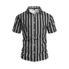 Camisa de manga corta a rayas con cuello, estilo veraniego europeo y americano, estampado 3D, no se plancha, para hombre, de playa