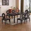 Mesa de comedor y silla de madera maciza estilo retro 2024, nueva mesa rectangular negra de estilo medio, mesa de comedor para el hogar y la sala de estar.