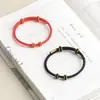 Pulsera tejida a mano con cordón rojo ajustable bidireccional, pulsera semiacabada para DIY que se puede ensartar con cuentas, cordón rojo para el año de nacimiento
