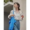 Exportação Japonesa Verão 2026 Novo Design de Moda Feminina Camisa de Algodão Puro Listrada, Corte Solto, Emagrecedor, Top Versátil