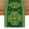 Venta Caliente Amazon Nuevo Estilo Camino de Mesa Manteles individuales suit St. Material de Lino de Trébol del Día de San Patricio