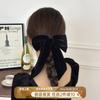 Horquilla de terciopelo coreano de alta calidad con lazo de terciopelo negro, horquilla para el pelo, horquilla de media anilla, horquilla para otoño e invierno.