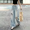 Jeans Ripped Americano Retro High Street Salpicado Outono e Primavera Feminino 2026 Novo Design Casual Senso de Design Nicho Calças de Perna Reta