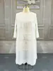 Vestido com Franjas de Miçangas da Indústria Pesada Europeia e Americana Roupas Femininas Plus Size Africanas Elegante Estilo Miyake Saia Longa Plissada Plissado Sanfonado para o Trabalho
