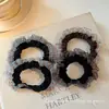 Scrunchie de malla a cuadros con estampado de leopardo, versátil y duradero, alta elasticidad, no se resbala, goma para el pelo de larga duración para mujer