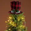 Decoración Estrella para la Punta del Árbol de Navidad Decoración Navideña Sombrero a Cuadros Rojo y Negro Adornos para la Punta del Árbol de Navidad