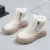 Botas de Nieve Nuevas para Mujer Invierno Forradas de Felpa Resistentes al Frío Cálidas Zapatos de Mujer Modernos Versátiles Suela de Plataforma Botas Medias Pequeñas Cortas Botas de Mujer