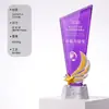Troféu de premiação de fábrica, painel inclinado transparente colorido personalizado, estrela de cinco pontas para reunião anual, cúpula, reconhecimento, impressão e gravação personalizáveis
