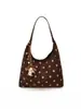 Bolso de mano de ante con lunares estilo coreano 2026 para mujer, retro, gran capacidad, bolso de hombro casual, versátil para ir al trabajo y uso diario