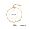 Pulsera de Acero Inoxidable con Baño de Oro de 18 Quilates, Luna Creciente, Tendencia Europea y Americana, Lujo Ligero, Regalo Simple y de Moda, Dorado y Plateado