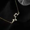 Novo colar de onda de coração palpitante estilo japonês e coreano, colar de clavícula com pingente de coração de diamante completo da moda de nicho para mulheres