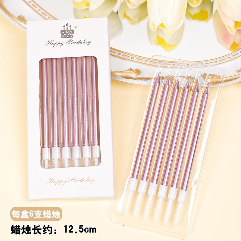 电镀金色银色蜡烛金属质感直杆抛光韩式复古铅笔生日蛋糕装饰蜡烛