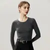 Suéter de alta qualidade, corte slim, 100% lã pura, com gola redonda, projetado para mulheres, perfeito como camada base para outono e inverno, em cor sólida