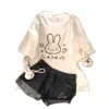 Conjunto de Verano para Niñas Diseño Estilo Coreano Manga Corta 2026 Nuevo Verano Suelto Casual Shorts de Mezclilla Conjunto de Dos Piezas