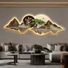 Pintura decorativa transfronteriza de nuevo estilo chino con el carácter "Fu" (significando "buena fortuna"), Pintura con luz LED, colgante de pared de fondo para sofá de sala de estar de alta gama, mural para sala de té