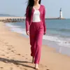 Moda Casual de Primavera 2026 para Mujer Conjunto de Color Sólido Chaqueta Cardigan Versátil Pantalones Rectos Conjunto de Dos Piezas