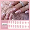 Manicura Navideña de Copo de Nieve Diamantado Rosa Nude Venta Caliente Transfronteriza Uñas Portátiles Suaves y Exquisitas 24 Piezas de Parches de Uñas Postizas
