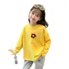 Camiseta de manga larga de algodón puro para niñas, nuevo estilo primavera y otoño 2026, camiseta básica de cuello redondo dulce con dibujos animados, top casual para niños mayores