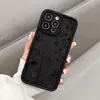 Capa de celular de silicone para Apple 15 Pro Max com padrão floral e de folhas pretas, capa protetora macia à prova de choque para iPhone 17 atacado