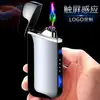 Encendedor de Doble Arco Sensible al Tacto Recargable por USB Metálico Portátil Publicidad Láser Regalo Encendedor Recargable Nuevo