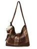 2026 Nuevo Estilo Coreano Otoño e Invierno Cuadros Moda Retro Bolso de Hombro Cruzado Bolso Tote de Gran Capacidad para Viajes Diarios para Mujer