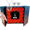 Regalo Navideño para Mamá San Valentín Amazon Transfronterizo Collar de Proyección Pendientes Joyería para Mujer Caja de Regalo Flor Eterna