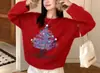 Suéter Novo Estilo Coreano Outono/Inverno 2025 Natal Tricô Preguiçoso de Gola Redonda de Alta Qualidade Blusa Grossa Estilosa e Elegante