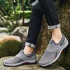 Zapatos Casuales Planos Antideslizantes para Hombre Malla Flyknit Talla Grande Zapatos para Caminar Mocasines de Uso Diario para Papá