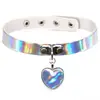 Moda Harajuku Soft Girl Couro Laser Colar AliExpress Mais Vendido Coração de Pêssego Amor Cinto de Pescoço Colar Feminino Clavícula Curto