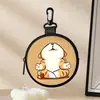 Bolsa de monedas redonda tipo naan impresa, hecha de cuero artificial, impermeable, con cremallera de cuero sintético, una mini bolsa multifuncional para auriculares