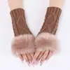 Guantes Peludos Cortos en Forma de Diamante Nuevas Mangas de Lana para Otoño e Invierno Mangas Falsas para Mujer Mangas de Muñeca y Brazo Cálidas de Punto sin Dedos