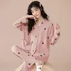 Pijama Nuevo Estilo Otoño e Invierno 2024 para Mujer Manga Larga Estilo Delgado Estilo Celebridad de Internet INS Venta Caliente Conjunto de Cárdigan Casual para el Hogar