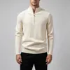 2026 Suéter de Punto para Hombre con Media Cremallera, Color Sólido, Moda Casual, Camiseta Base, Otoño/Invierno