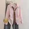 Talla Grande Ligeramente Gordita Otoño Nueva Llegada Marca de Moda Tendencia Diseño Elegante Bufanda de Seda Camisa de Manga Larga Irregular Top Versátil