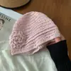 Sombrero de Punto Baotou con Flores Brillantes y Sentido Atmosférico para Mujer, Elegante, con Temperamento, Versátil, Hecho a Ganchillo, Calado, Moderno