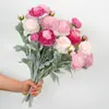 Flores Artificiales, Loto con Rocío, Arreglos Florales Artificiales, Ramos, Decoraciones de Mesa para Sala de Estar, Arreglos Florales, Peonías